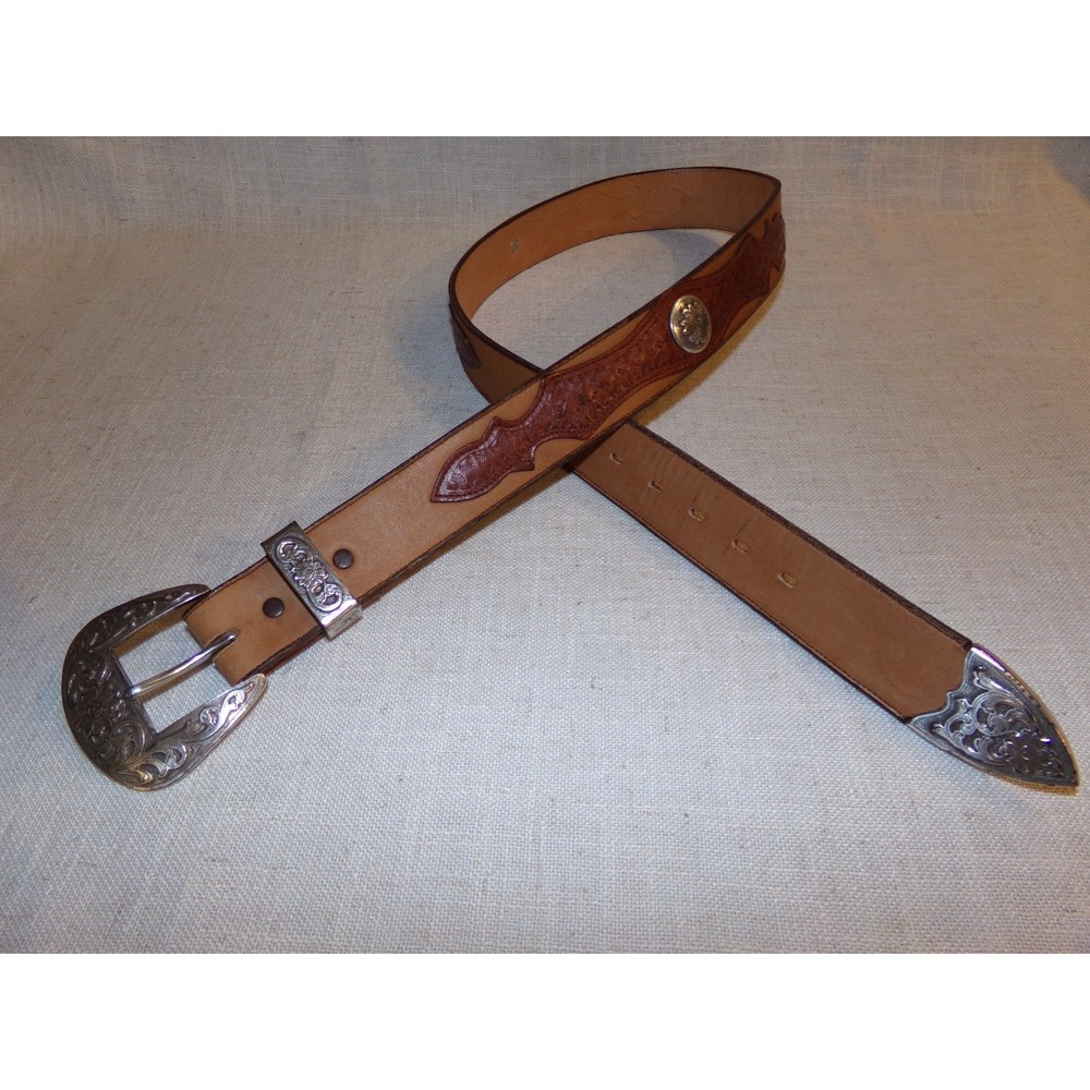 Nocona Belt Women's Leather Western Buckle Tan Brown Size M 33 -37"
